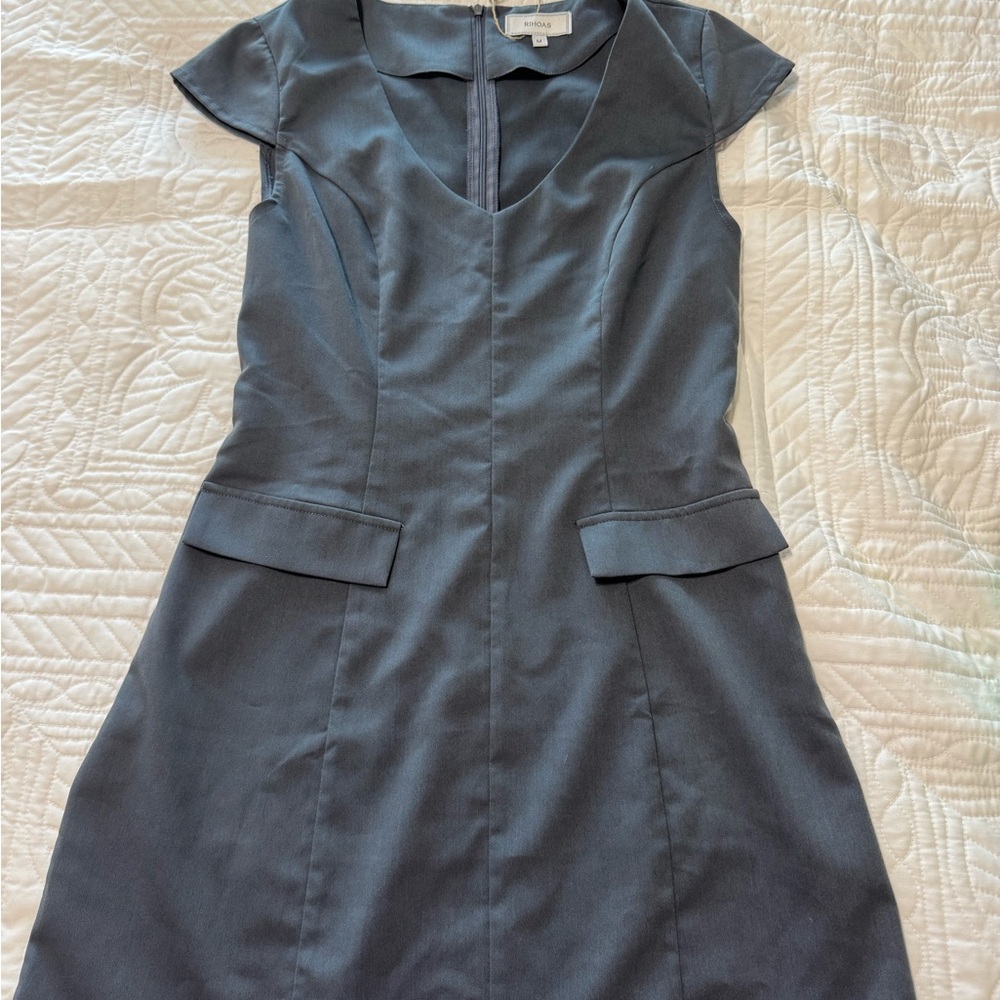 RIHOAS Gray Cap Sleeve Sheath Dress